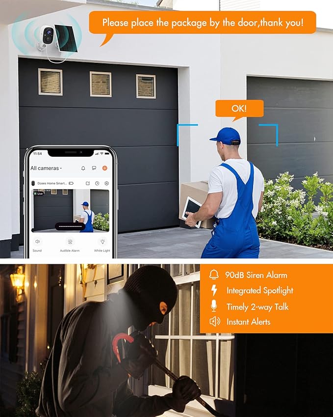 Dzees Solar Powered Security Cameras Wireless Outdoor WiFi, 2K Color Night - Image 2