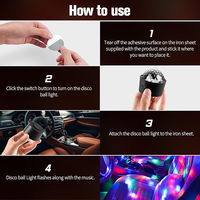 Wiwreenm Mini Disco Ball Light, Rechargeable Party Lights, Sound Activated - Image 6