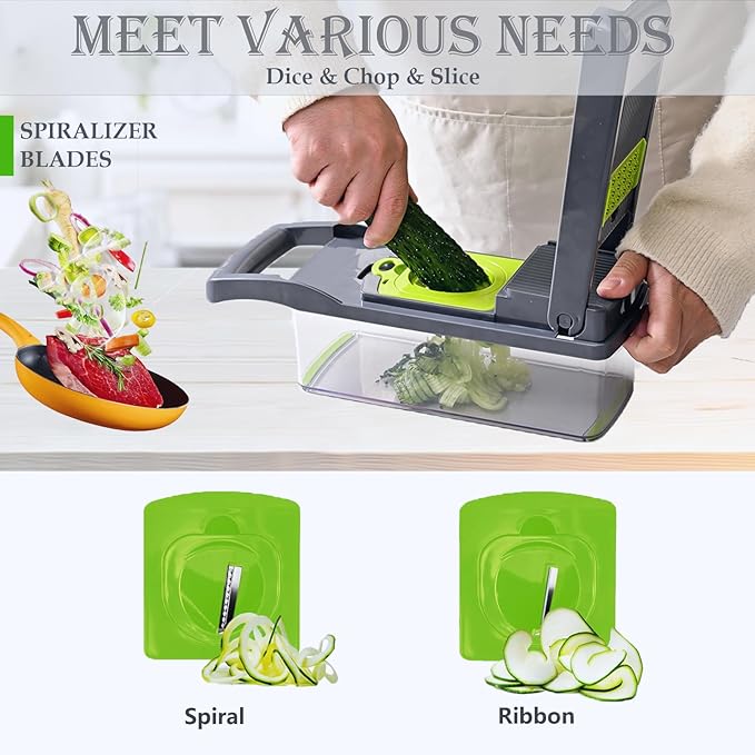 Dewpeton Pro-Series 20-in-1 Mandoline Slicer & Spiralizer, Veggie Chopper - Image 5