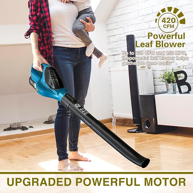 Wgkok Leaf Blower Cordless - 21V 5-Speed Mode Electric Cordless Leaf Blower - Image 4