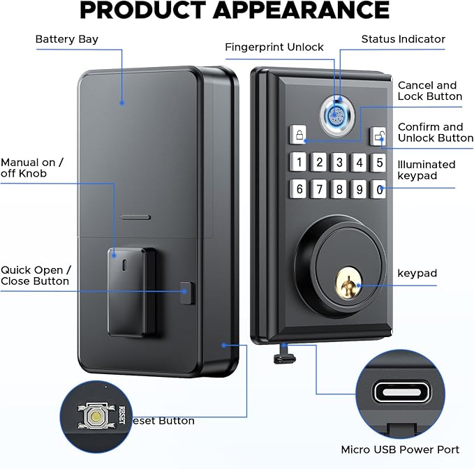 CAMCAMP Keyless Entry Door Lock, Fingerprint Door Lock - Image 9