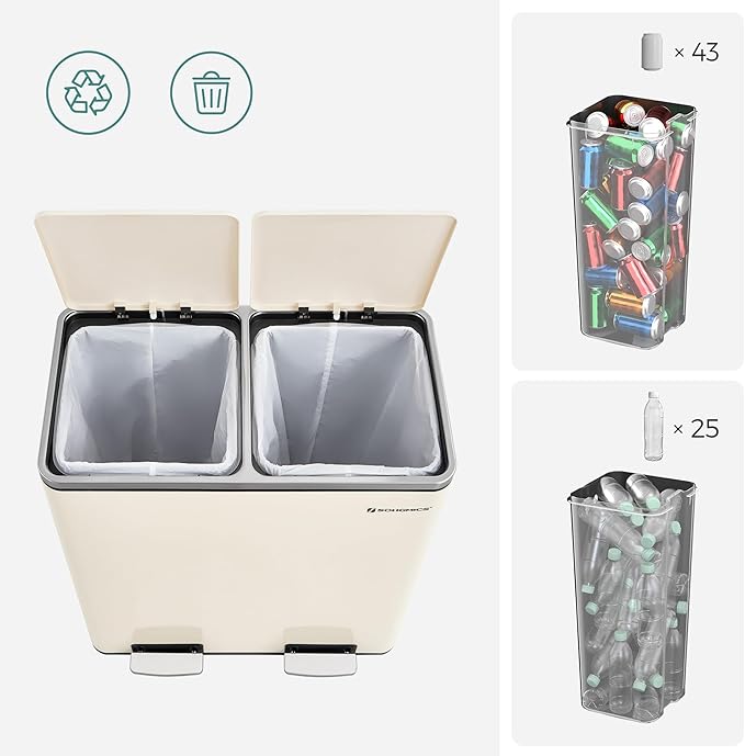 SONGMICS Trash Can, 2 x 8 Gallon Garbage Can - Image 7