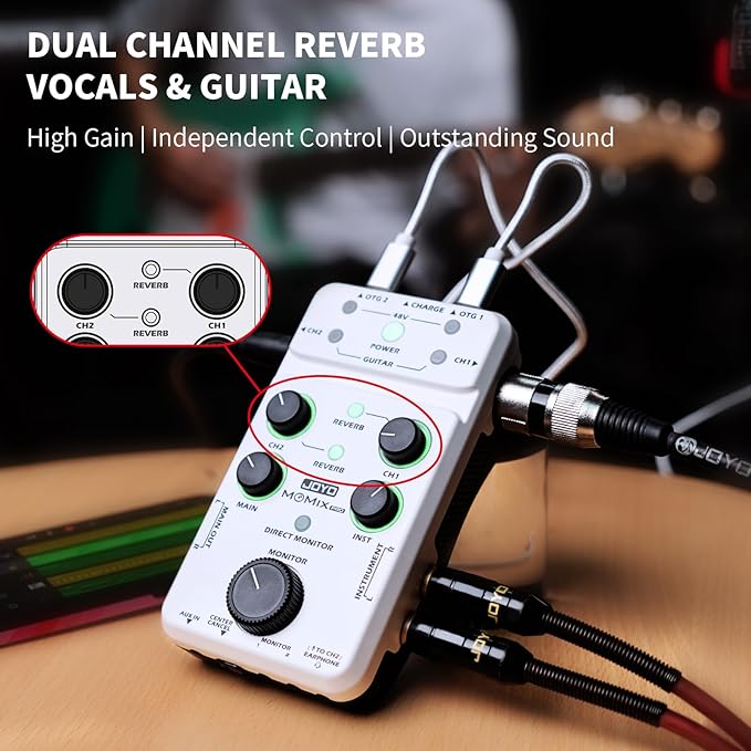 JOYO Audio Mixer USB Audio Interface Stereo XLR+48V Phantom Power Mixer - Image 3