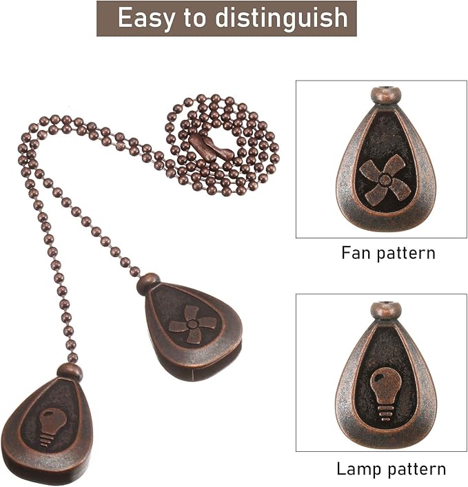 Patelai 4 Pieces Ceiling Fan Pull Chain Extender Ornament 12 Inch Ceiling Pull - Image 3