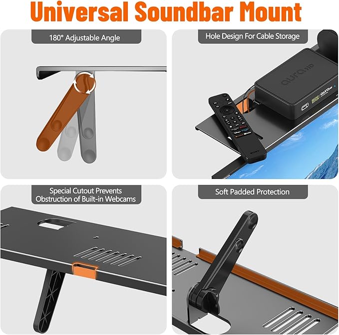 Soundbar Mount, No Drilling Steel TV Top Shelf Fits Most of Sound Bars Up to 15 - Image 8