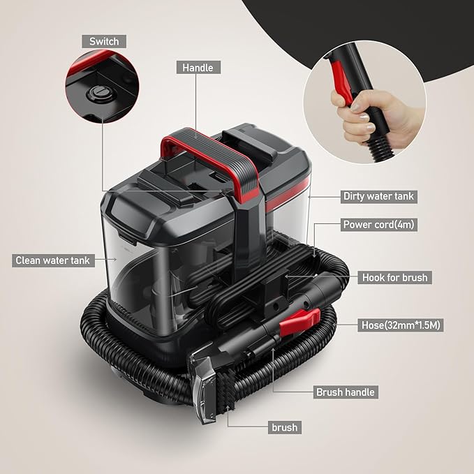 C9 Portable Carpet & Upholstery Cleaner Machine, Spot and Stain Deep Cleaner - Image 7