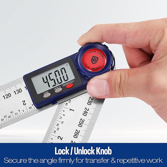 WORKPRO Digital Angle Finder, 7-Inch / 200 mm Stainless Steel Angle Finder Tool - Image 4