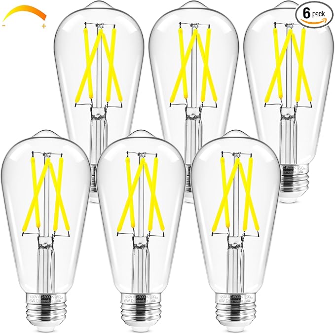 Hizashi LED Edison Bulbs, Equivalent 60W, Dimmable E26 LED Bulb, Daylight 5000K by HIZASHI