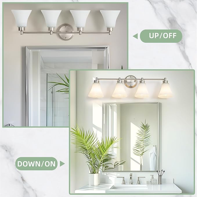LOUSACE 4 Light Bathroom Vanity Light Brushed Nickel Bathroom Lighting Fixtures - Image 7