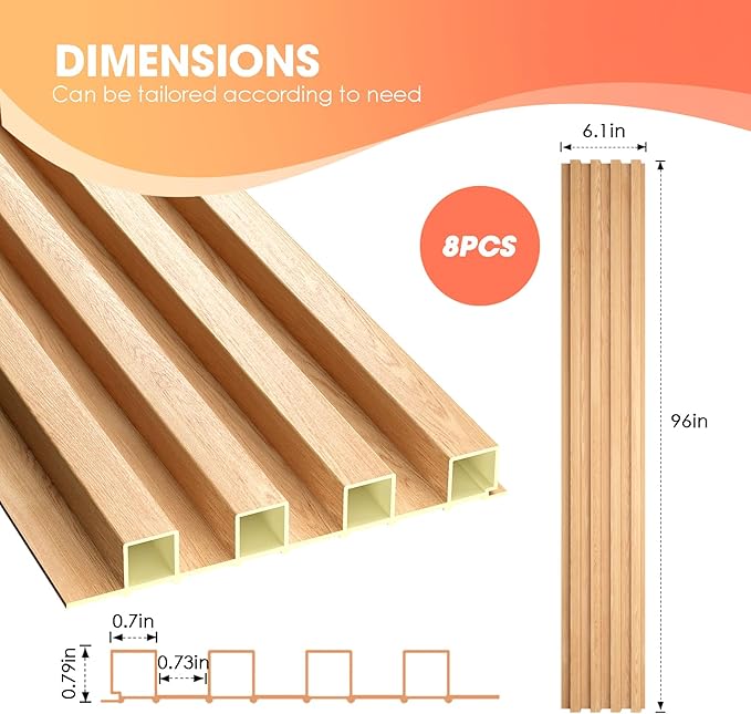 OUZUGIE WPC Acoustic Slat Wall Paneling, Living Room, TV Background, Study Room - Image 3