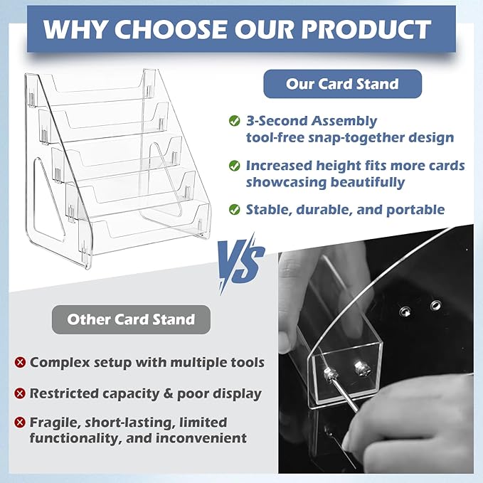 CELSOL 2 Pack Upgraded 5 Tier Acrylic Card Display Stand, Sports Cards - Image 4