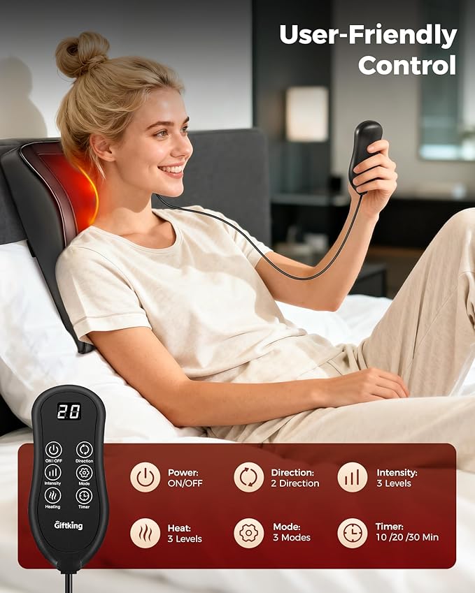 Neck Massager with Heat, Shiatsu Back and Neck Massagers, 3D Deep Tissue - Image 6