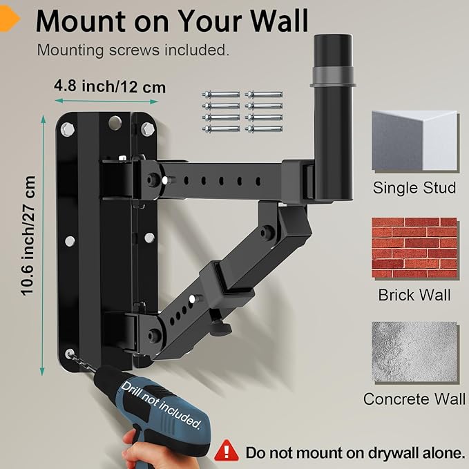Vondynote Set of 2 Speaker Wall Mounts Heavy Duty PA Wall Speaker Mounting - Image 6