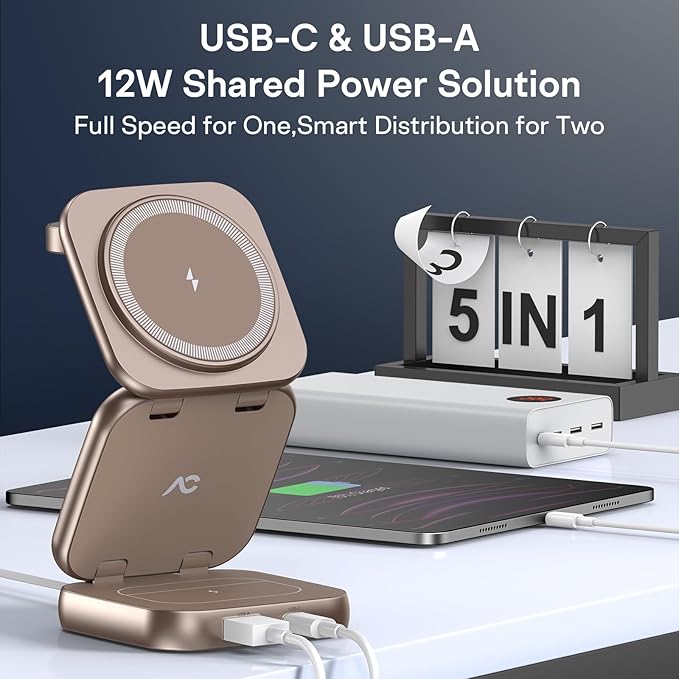 5-in-1 Wireless Charger for MagSafe, AC ISLAND Portable Travel Charging Station - Image 3