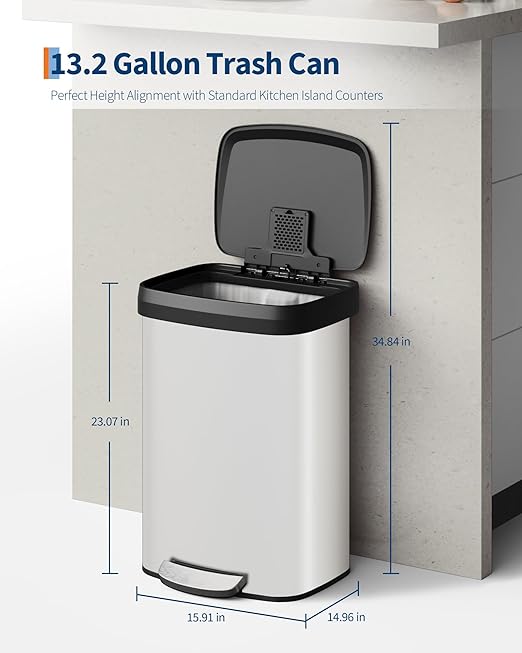 Garvee 13 gal / 50 L Metal Trash Can - Image 6