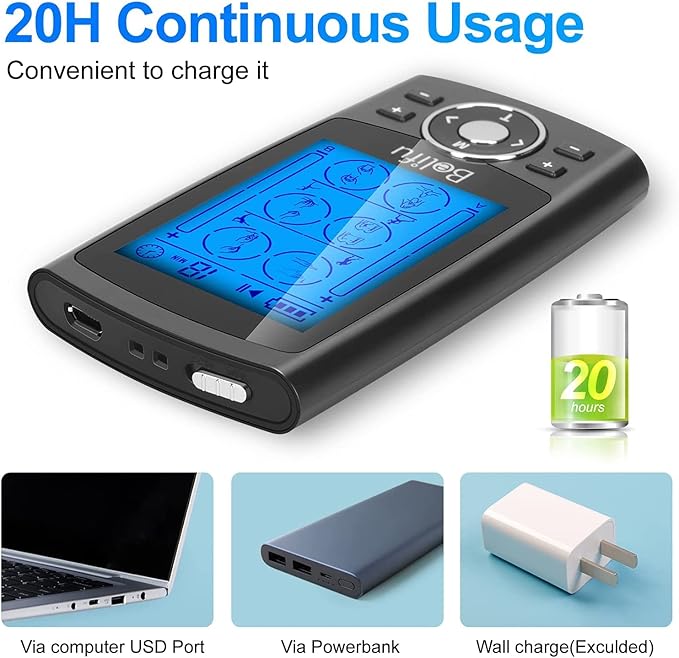 Belifu Dual Channel TENS EMS Unit 24 Modes Muscle Stimulator - Image 4