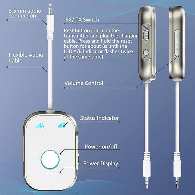 Swiitech Bluetooth Transmitter Receiver, 2-in1 Wireless Adapter - Image 7