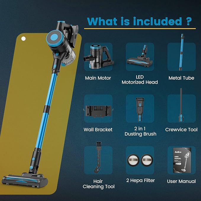 Zefiro 350W Cordless Vacuum Cleaner, 45Mins Runtime Vacuum Cleaners - Image 9