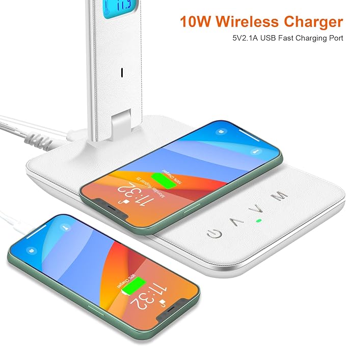 snsok Desk Lamp with Wireless Charger, USB Charging Port, Dimmable Office Desk - Image 4