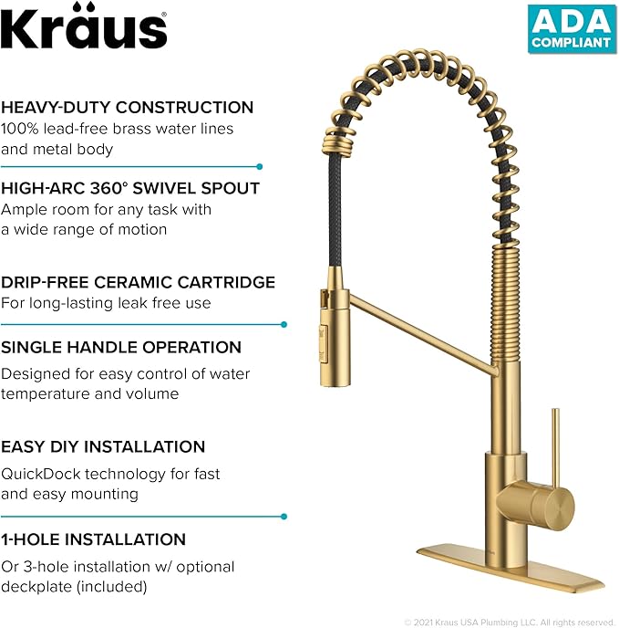 KRAUS Oletto Commercial Style Single Handle Pull Down Kitchen Faucet - Image 11