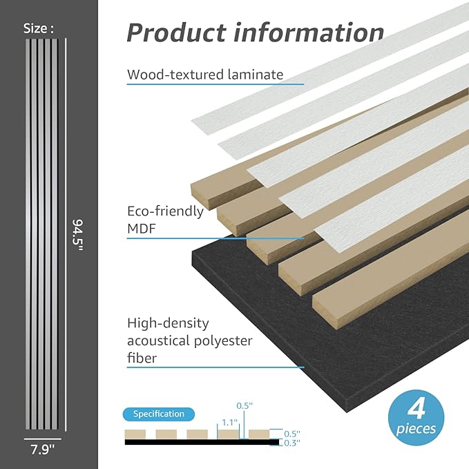Art3d 4-Piece Wood Slat Acoustic Panels - Image 4