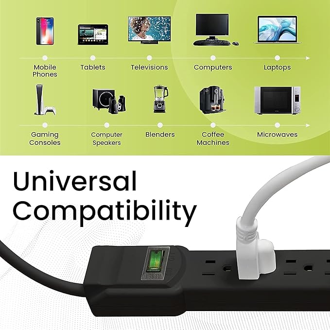 GoGreen Power Inc. 6 Outlet Surge Protector, 12FT Cord, 2 Pack - Image 4