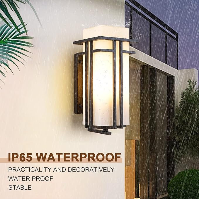 EERU Outdoor Porch Light Wall Mounted Waterproof Wall Lantern Exterior Light - Image 4