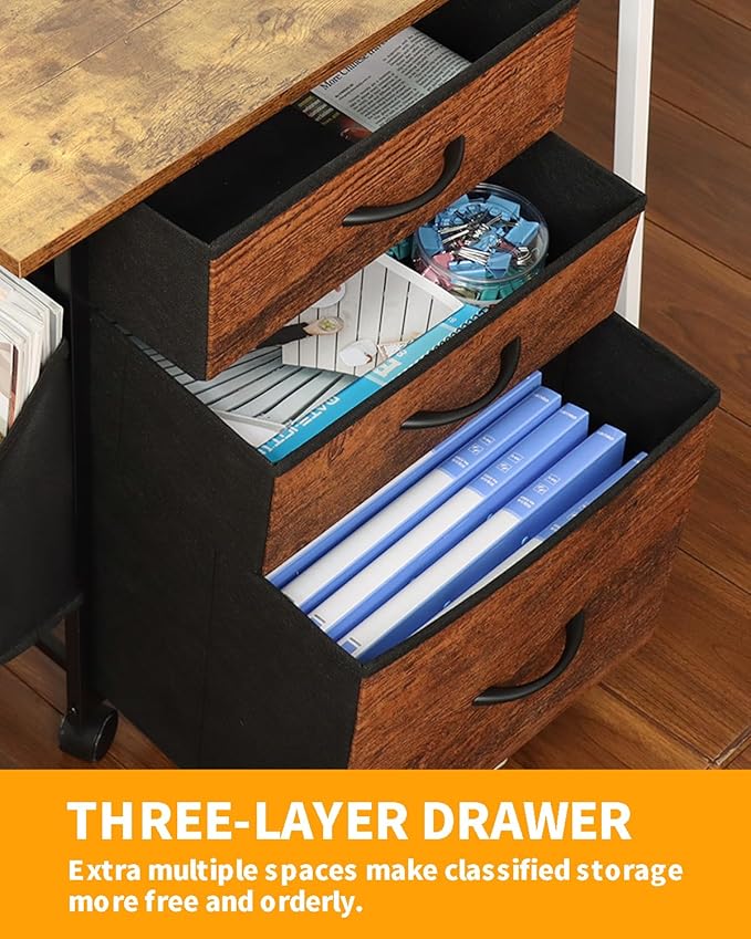 KATHY&BOB Printer Stand with 3 Fabric Drawer, Mobile File Cabinet - Image 7
