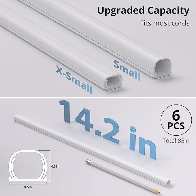 ZhiYo 85in Cord Hider for One Wire, Self-Adhesive Cord Covers for Wires on Wall - Image 5