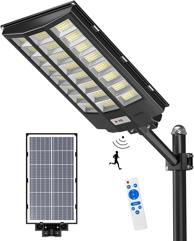 Gefolly SL-9600W Solar Street Light Outdoor 780000LM Wide Angle Commercial by GefollyLight