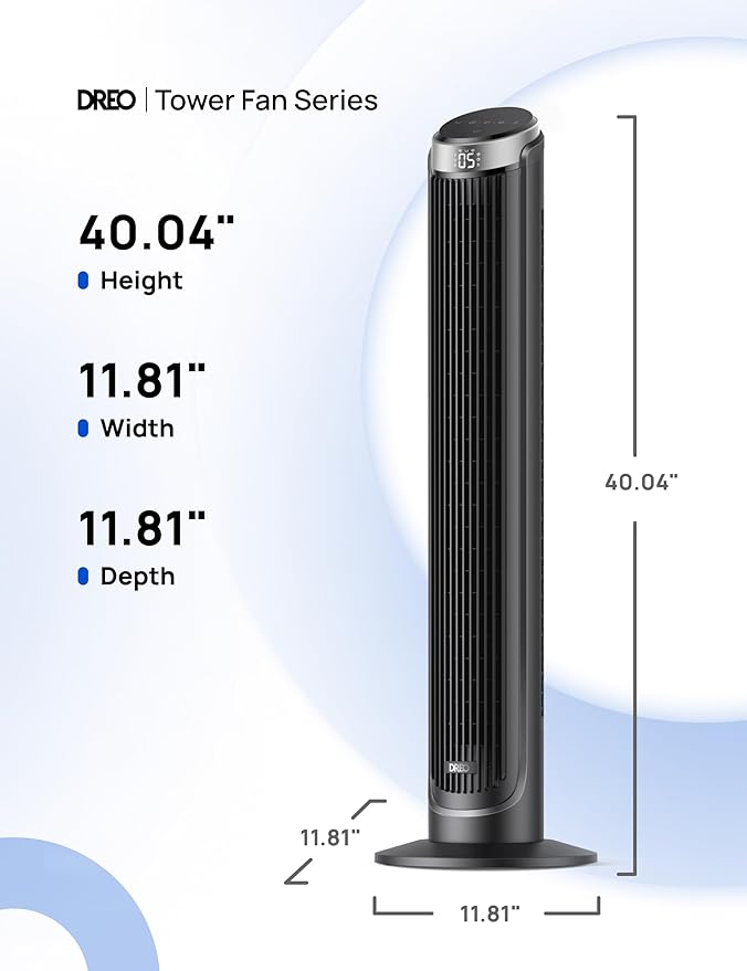 Dreo Tower Fan for Bedroom, 90° Oscillating Fans that Blow Cold Air, 5 Speeds - Image 8