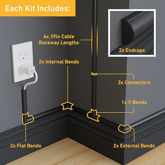 D-Line 13.12ft Cord Hider Kit, Patented Cable Cover, Hide Wires on Wall - Image 2