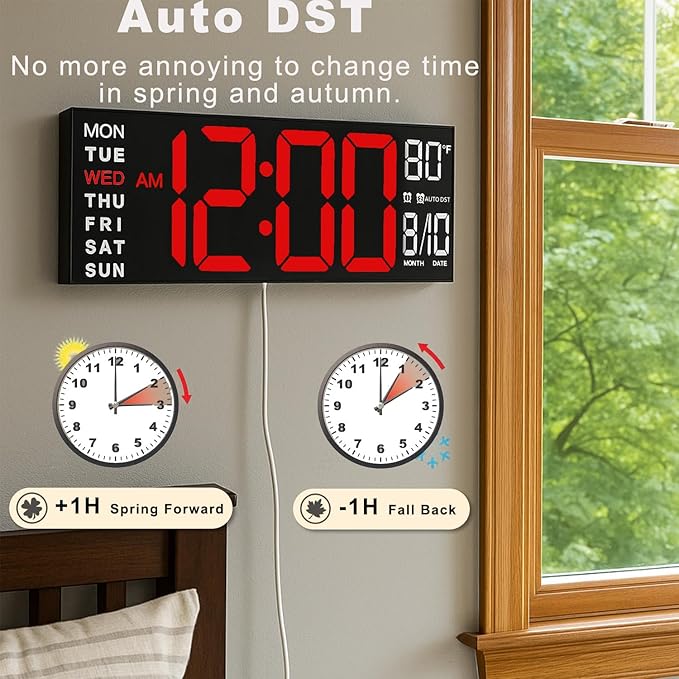 TrophyRak 16" Large Digital Wall Mount Clock, Count Down Timer, Big LED - Image 5