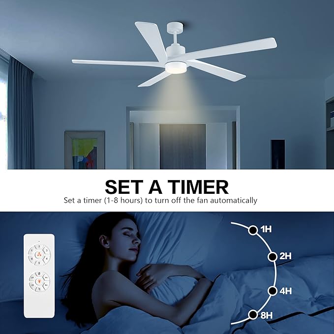 WINGBO 54" DC Ceiling Fan with Lights and Remote Control, 5 Carved Wood Blades - Image 7