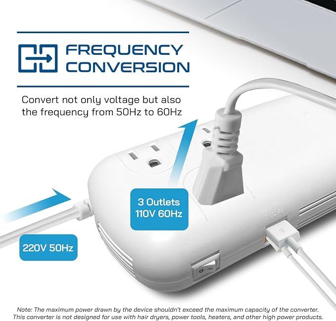 Ceptics 300W Travel Voltage Converter, 220V to 110V 50Hz to 60Hz Step Down - Image 7