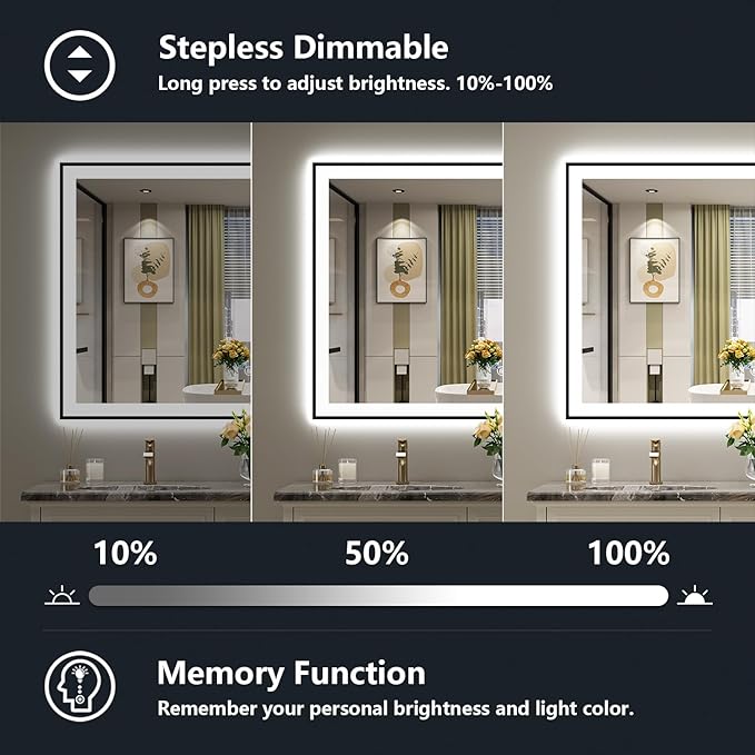 YEELAIT 48x32 Inch LED Bathroom Mirror - Image 4