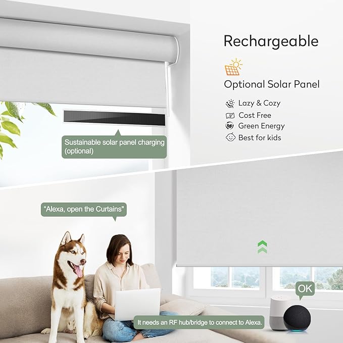 ZSHINE Motorized Blackout Window Blinds Customize Width Remote Control - Image 4
