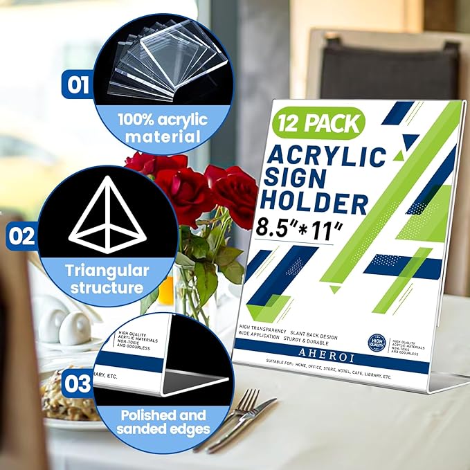 Aheroi 12 PCS Acrylic Sign Display Stands - Image 3