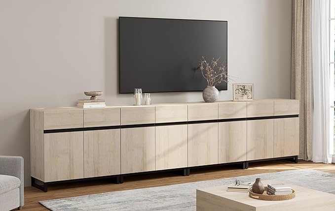 WAMPAT Modern TV Stand for TVs up to 120 inch, 4 in 1 Wood Entertainment Center by WAMPAT
