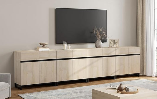 WAMPAT Modern TV Stand for TVs up to 120 inch, 4 in 1 Wood Entertainment Center by WAMPAT