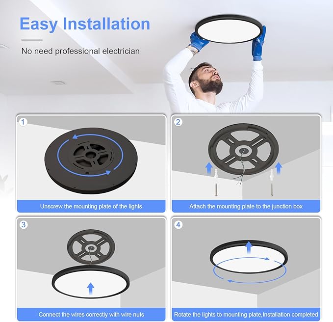 hunhun 6 Pack 16 Inch Dimmable LED Flush Mount Ceiling Light 4800LM Round Light - Image 5