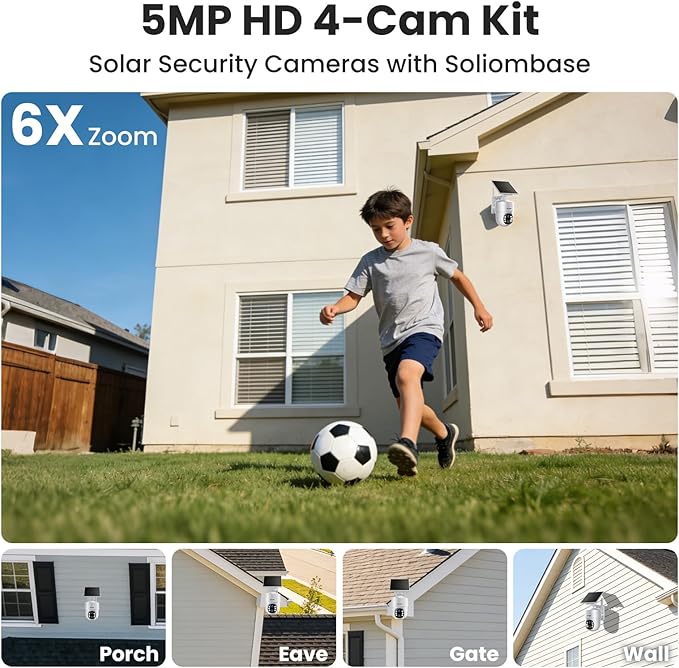 SOLIOM- 5MP Security Cameras Wireless Outdoor, No Subscription, 4-Cam Pack - Image 2