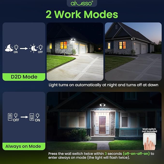 ALUSSO Dusk to Dawn Outdoor Lighting, 25W 2000LM Dusk Till Dawn Outdoor Light - Image 5