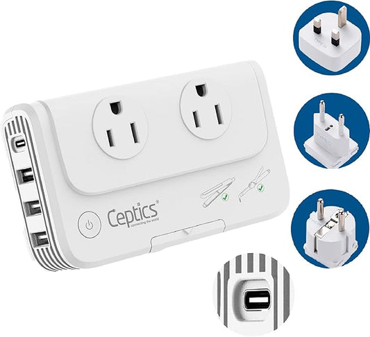 Ceptics European Travel Voltage Converter, 200W Adapter by Ceptics