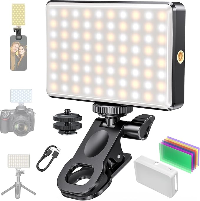 80 LED Video Light, Portable USB Photo Light Dimmable 2500-9000K CRI 95+ by SEAEYES