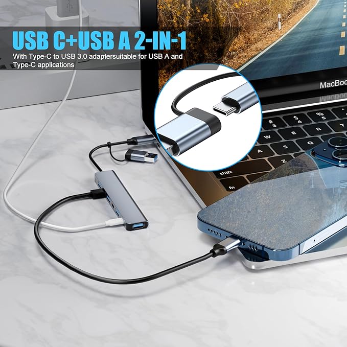PANPEO Aluminum 7 in 1 USB C & USB Hub - Image 4