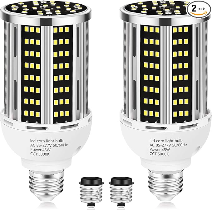 45W LED Corn Light Bulb 2 pack, 400W Equivalent 5000K Commercial Grade Daylight by YANYCN