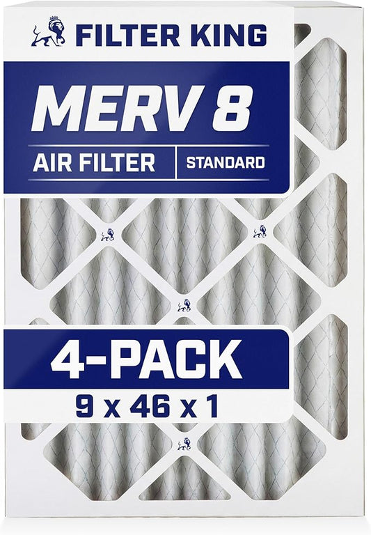 Filter King 9x46x1 Air Filter | 4-PACK | MERV 8 HVAC Pleated A/C Furnace by FilterKing