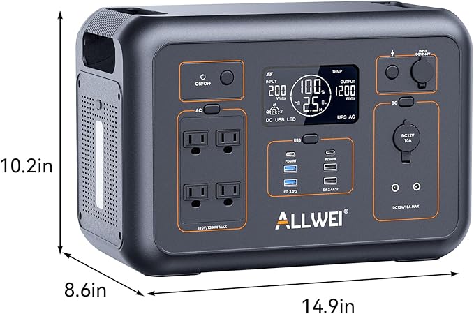 ALLWEI LiFePO4 Portable Power Station 1200W, 1008Wh Solar Generator - Image 9