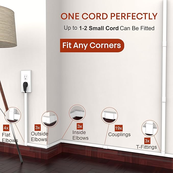 One Cord Channel Cable Concealer - 315in One-Cord Cover - Image 3